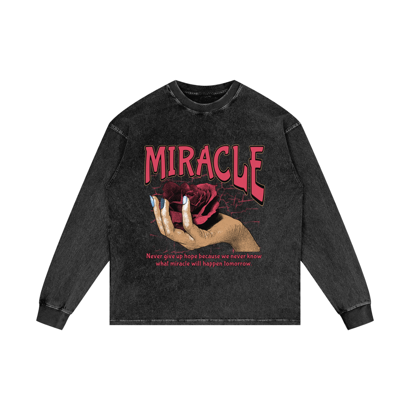 Acid Wash Oversize Long Sleeve T-Shirt - 250 GSM