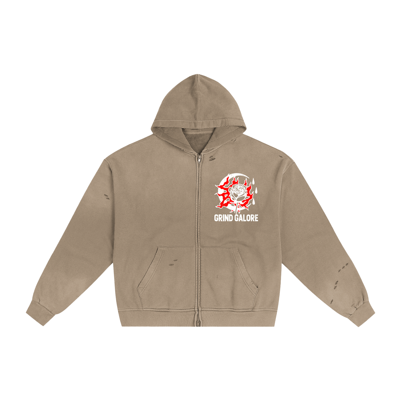 Hand-Frayed Sunfade Zip Hoodie