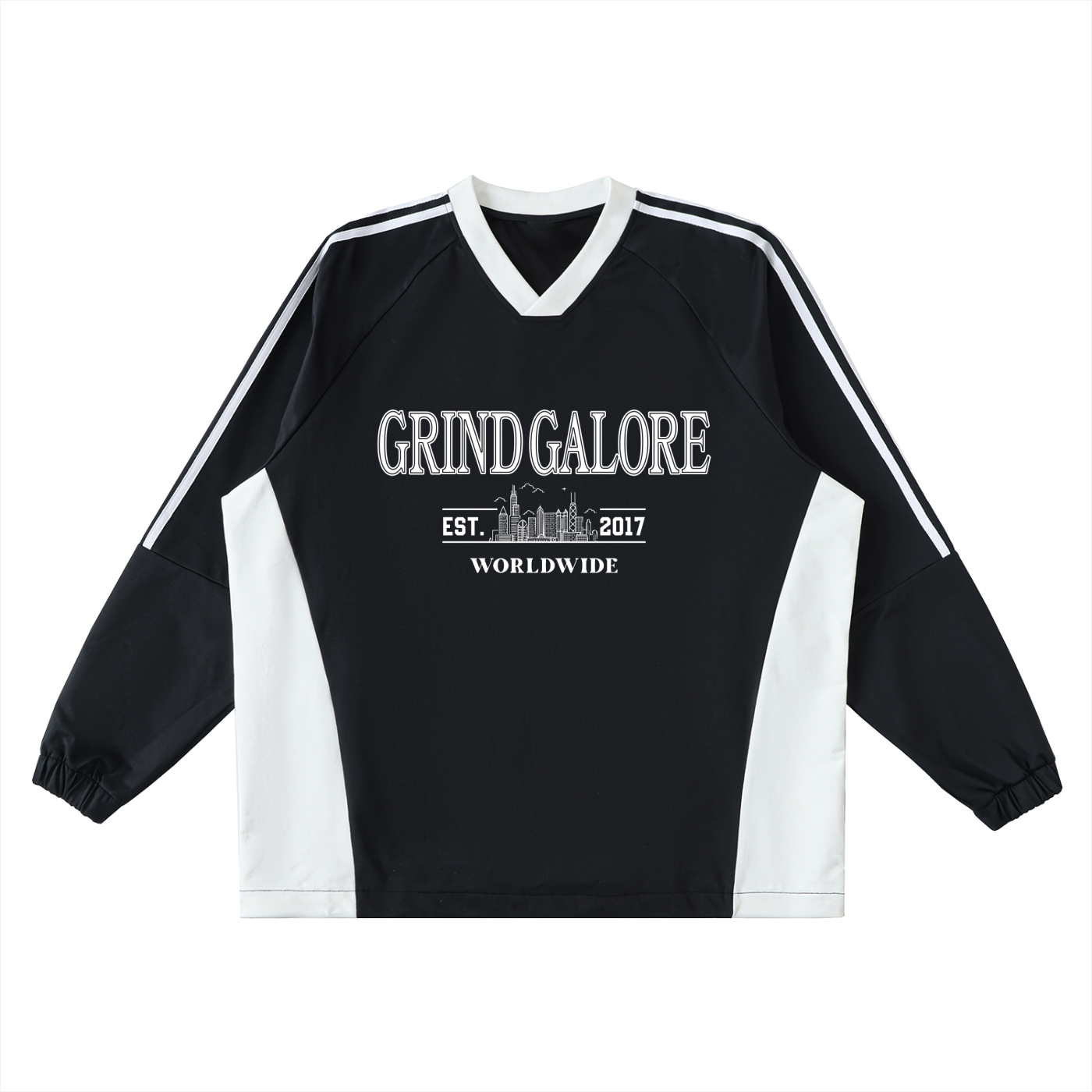 Color-Block V-Neck Long-Sleeve T-Shirt