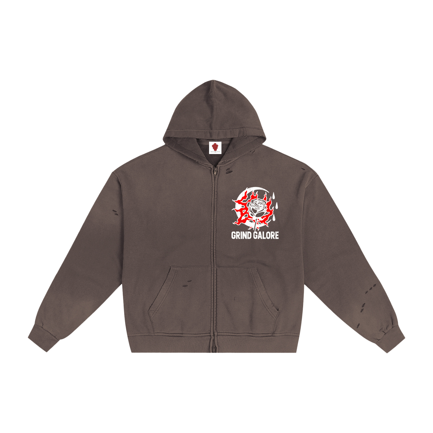 Hand-Frayed Sunfade Zip Hoodie
