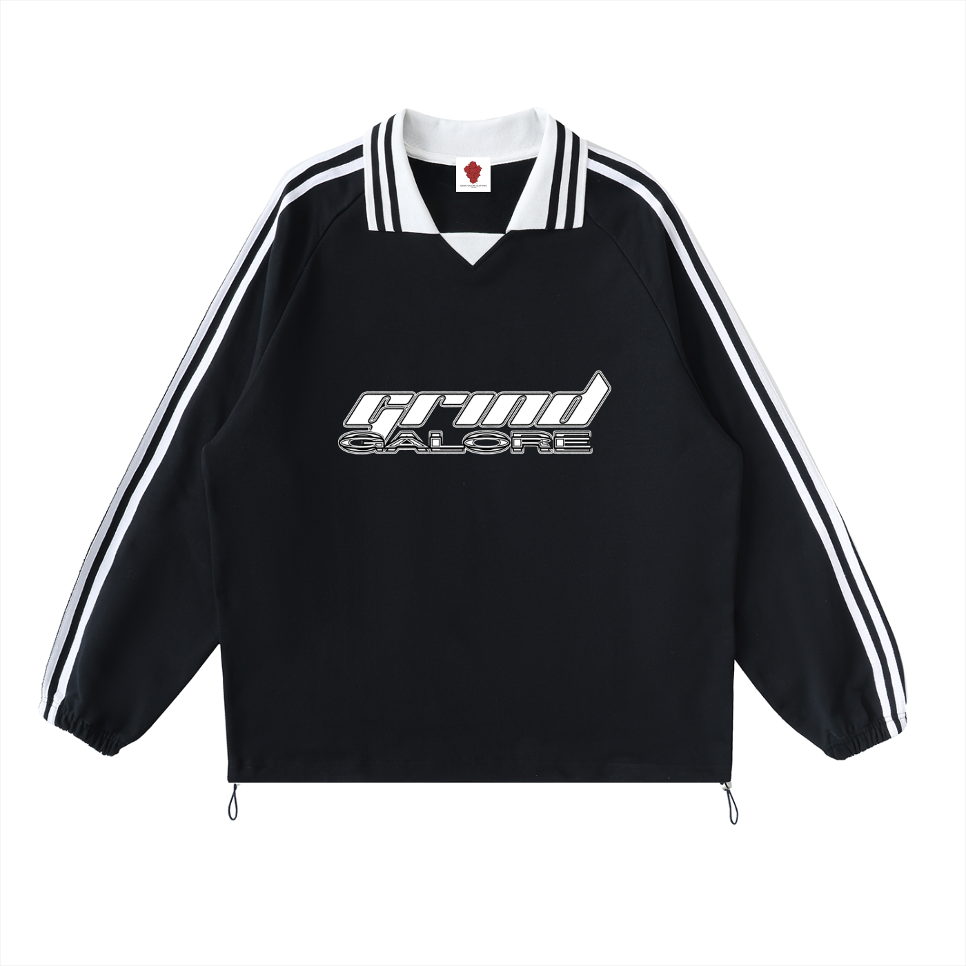 Contrast Striped Lapel Collar Sweatshirt