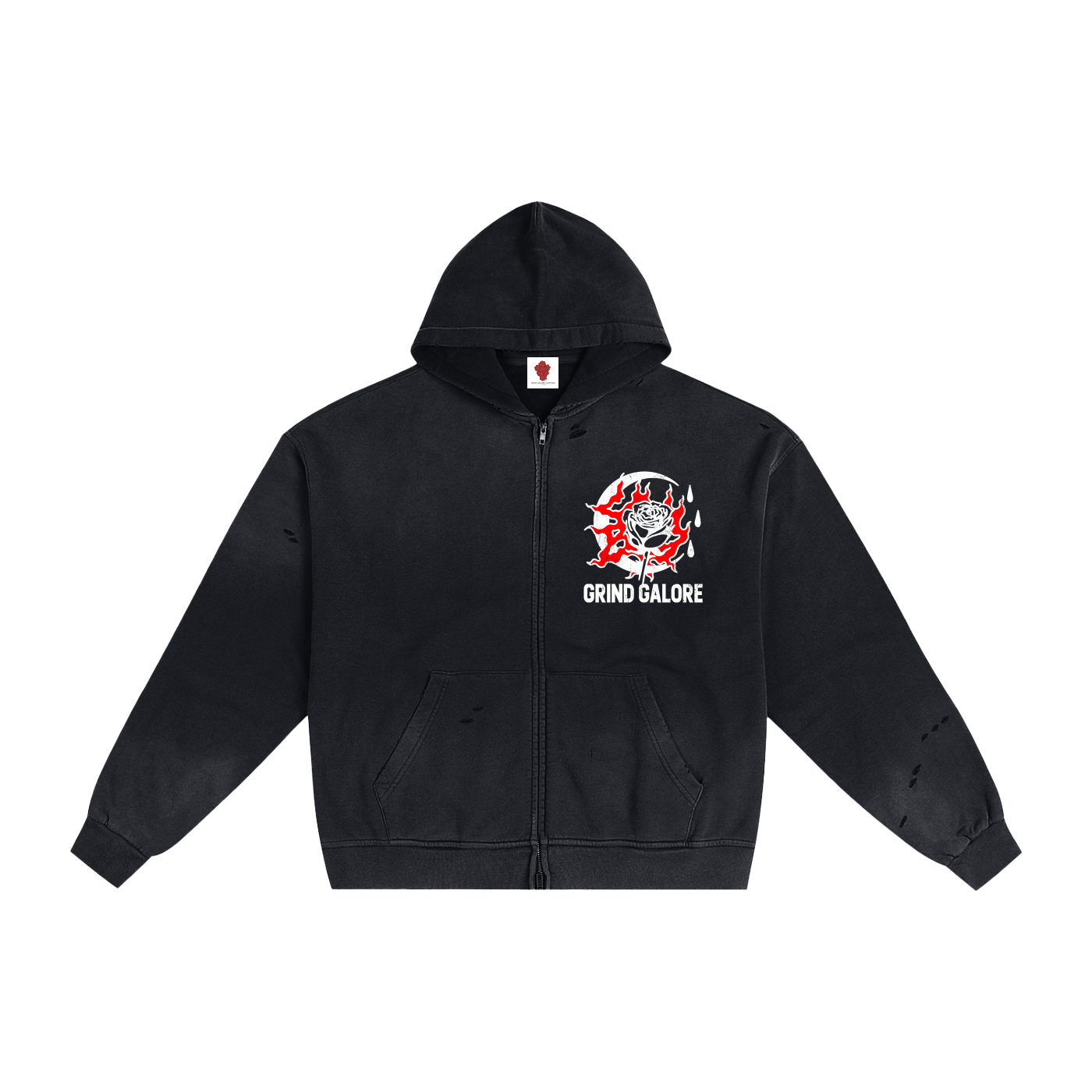 Hand-Frayed Sunfade Zip Hoodie