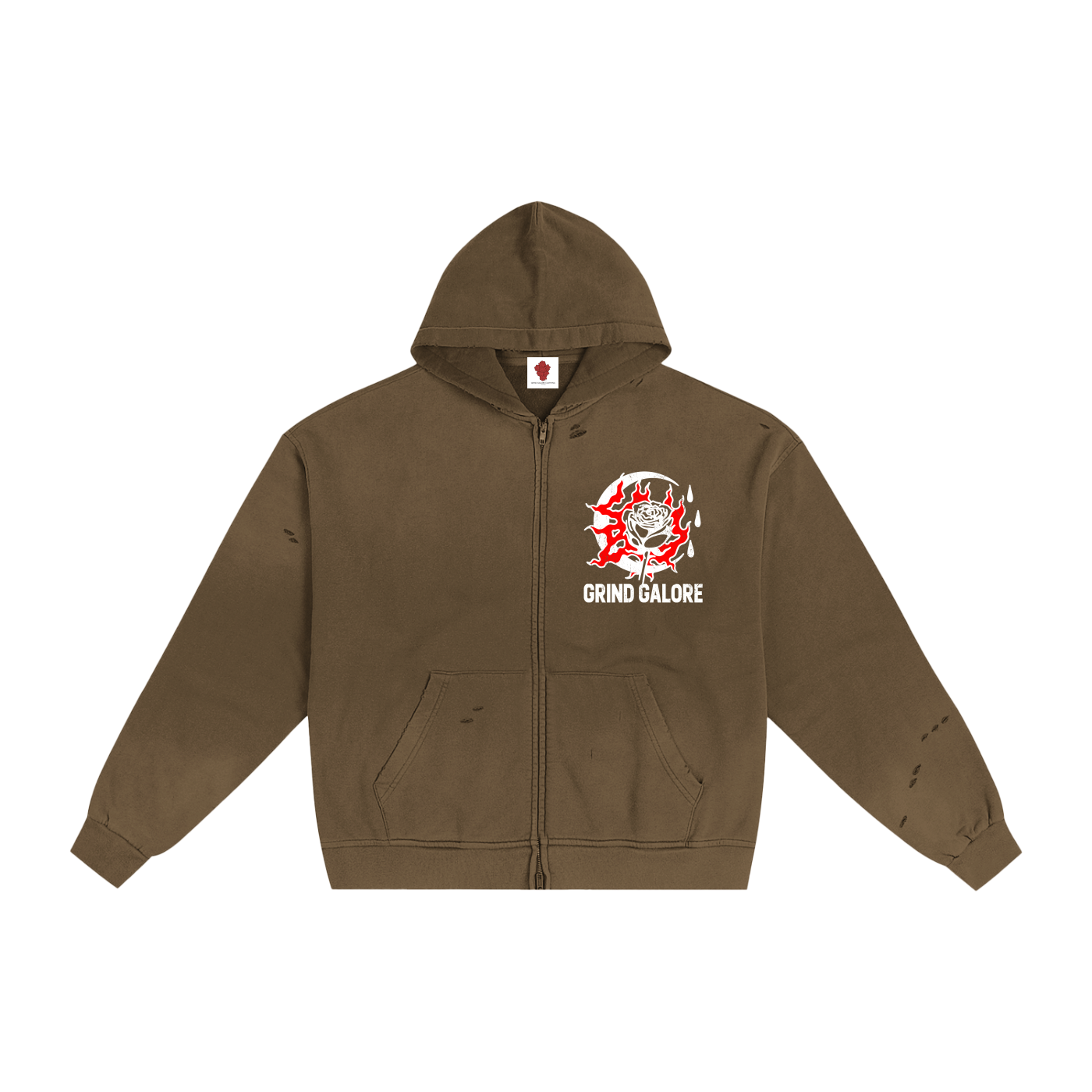Hand-Frayed Sunfade Zip Hoodie