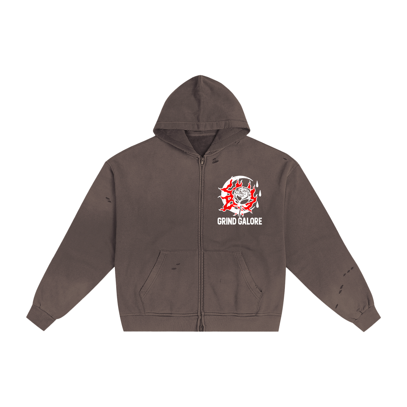 Hand-Frayed Sunfade Zip Hoodie