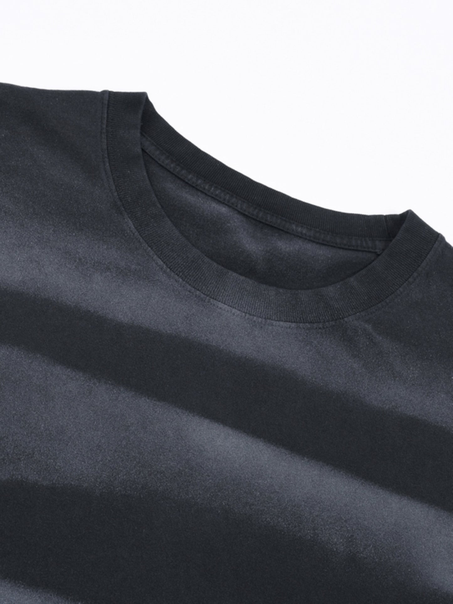 Irregular Stripe Frayed Edge T-Shirt