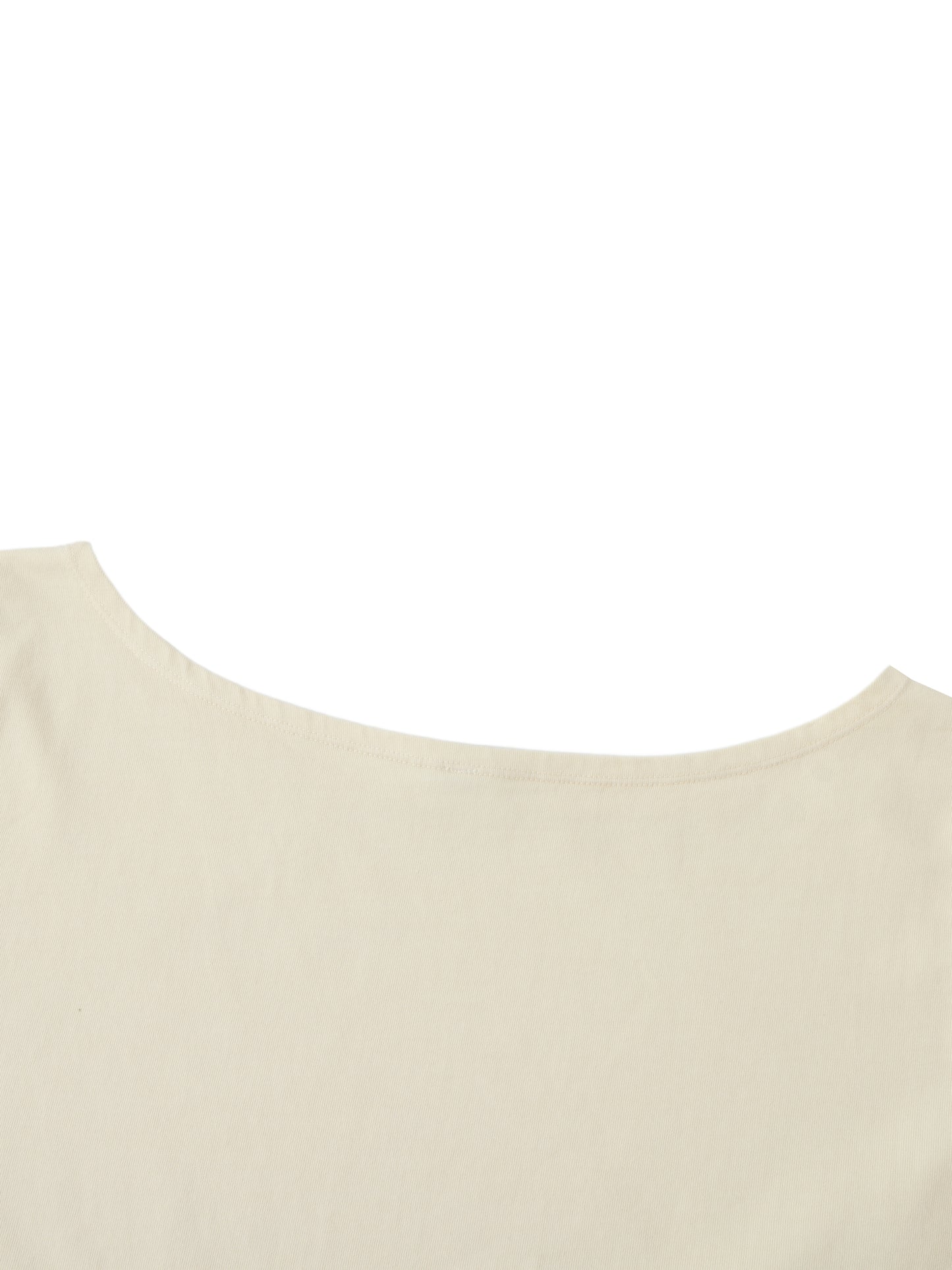 Off-Shoulder Rolled Hem Cotton T-Shirt