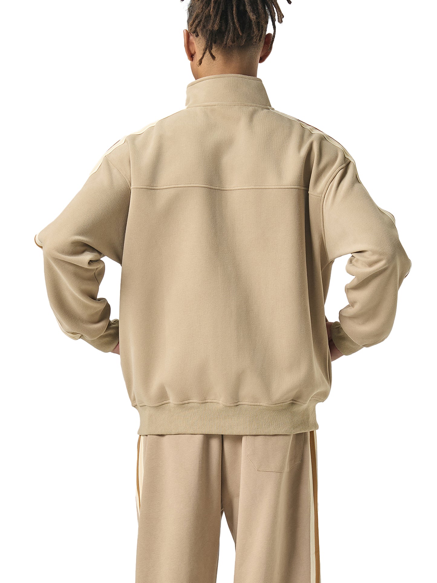 Contrast Side-Stripe Stand Collar Jacket