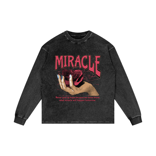 Acid Wash Oversize Long Sleeve T-Shirt - 250 GSM