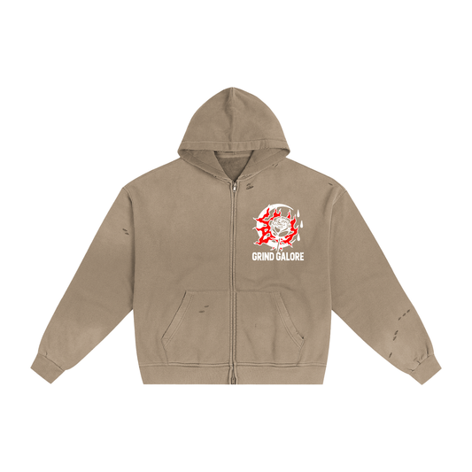 Hand-Frayed Sunfade Zip Hoodie