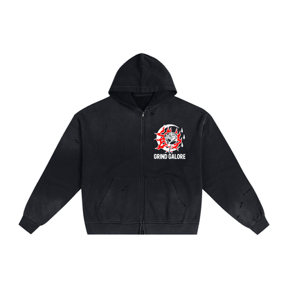 Hand-Frayed Sunfade Zip Hoodie