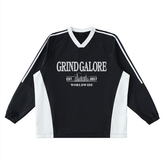 Color-Block V-Neck Long-Sleeve T-Shirt