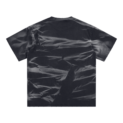 Irregular Stripe Frayed Edge T-Shirt