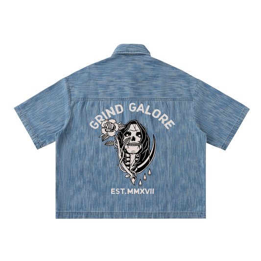 Distressed Wash Short-Sleeve Shirt