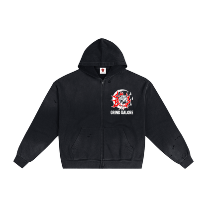 Hand-Frayed Sunfade Zip Hoodie