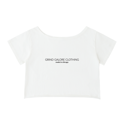 Off-Shoulder Rolled Hem Cotton T-Shirt