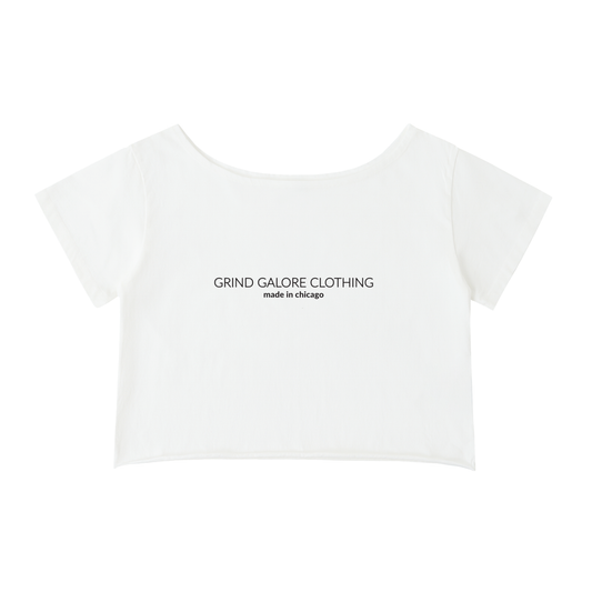 Off-Shoulder Rolled Hem Cotton T-Shirt