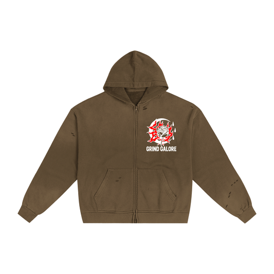 Hand-Frayed Sunfade Zip Hoodie