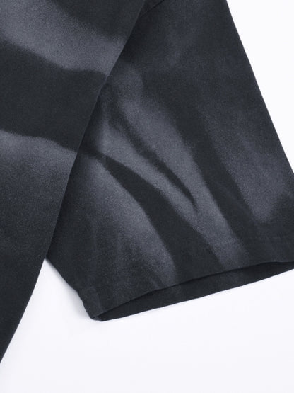 Irregular Stripe Frayed Edge T-Shirt
