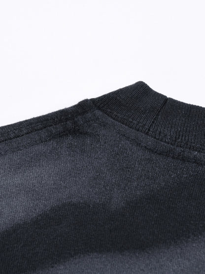 Irregular Stripe Frayed Edge T-Shirt