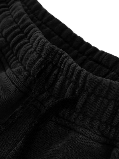 Snow Washed Raw Edge Drawstring Shorts