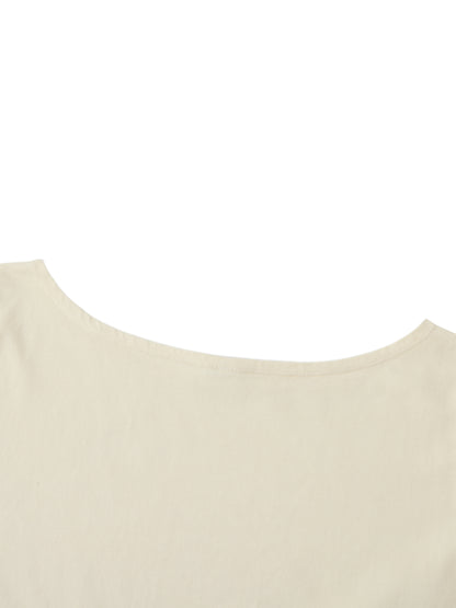 Off-Shoulder Rolled Hem Cotton T-Shirt
