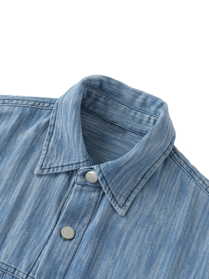Distressed Wash Short-Sleeve Shirt