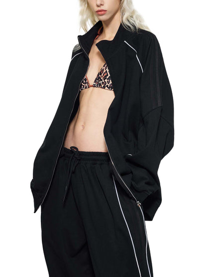 Reflection Striped Raglan Sleeve  Jacket