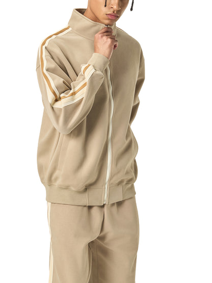 Contrast Side-Stripe Stand Collar  Jacket